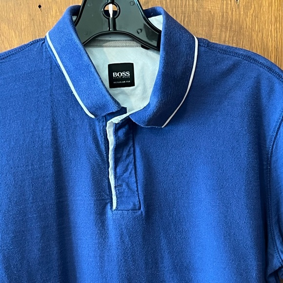 COPY - Hugo Boss Men’s Blue Regular Fit Short Sleeve Polo Shirt Size Medium - Picture 2 of 7